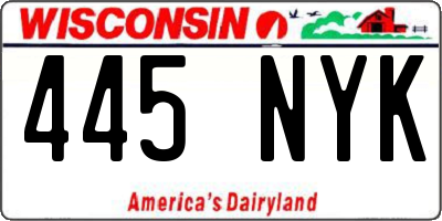 WI license plate 445NYK