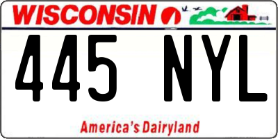WI license plate 445NYL