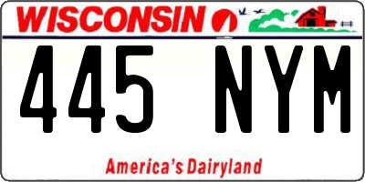 WI license plate 445NYM