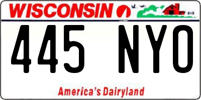 WI license plate 445NYO