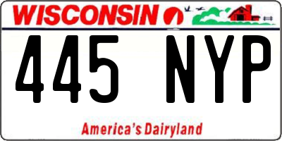 WI license plate 445NYP