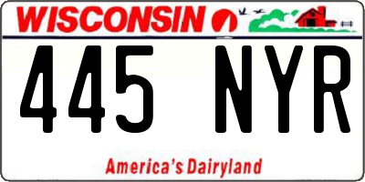 WI license plate 445NYR