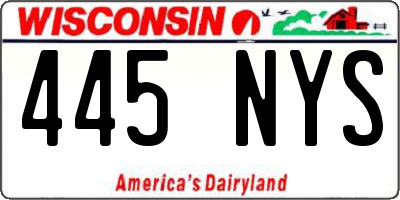 WI license plate 445NYS