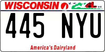 WI license plate 445NYU