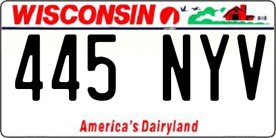 WI license plate 445NYV