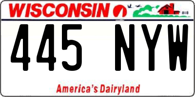 WI license plate 445NYW