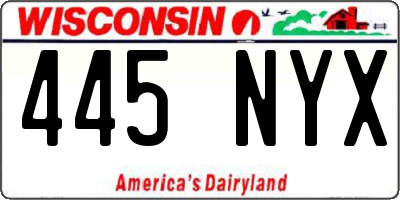 WI license plate 445NYX