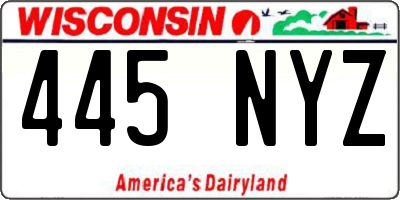 WI license plate 445NYZ