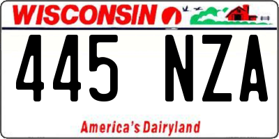 WI license plate 445NZA