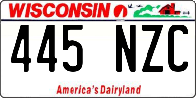 WI license plate 445NZC
