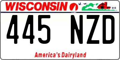 WI license plate 445NZD