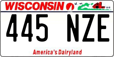 WI license plate 445NZE