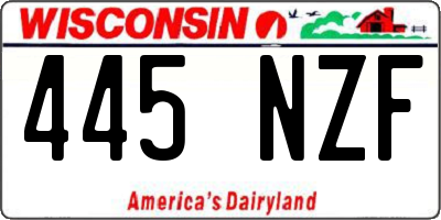 WI license plate 445NZF