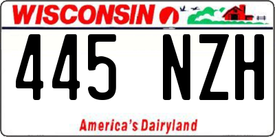 WI license plate 445NZH