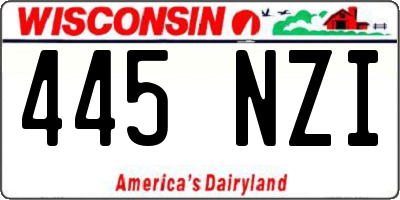 WI license plate 445NZI