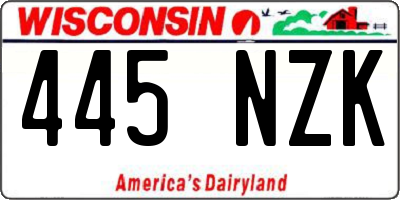 WI license plate 445NZK