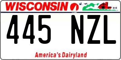 WI license plate 445NZL