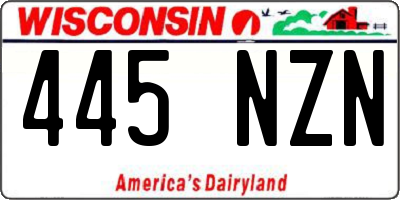 WI license plate 445NZN