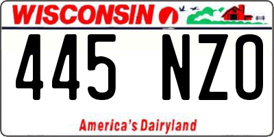 WI license plate 445NZO