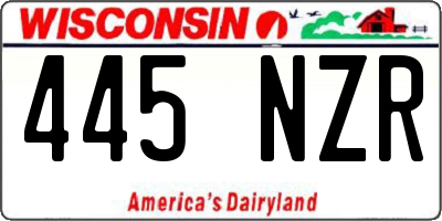 WI license plate 445NZR