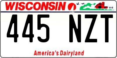 WI license plate 445NZT