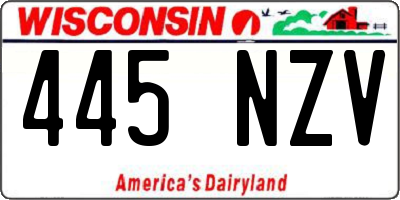 WI license plate 445NZV