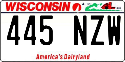 WI license plate 445NZW