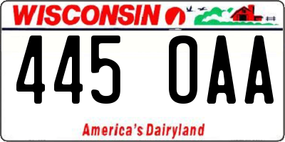 WI license plate 445OAA