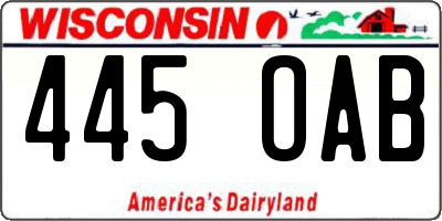 WI license plate 445OAB