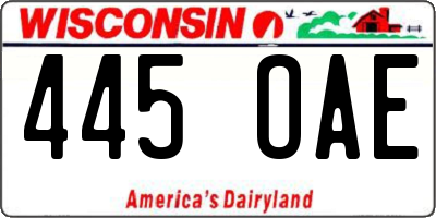 WI license plate 445OAE