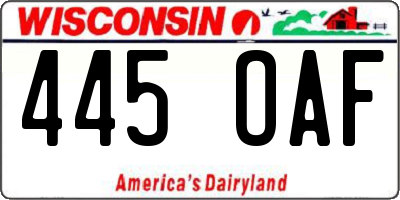WI license plate 445OAF