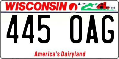 WI license plate 445OAG
