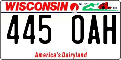 WI license plate 445OAH