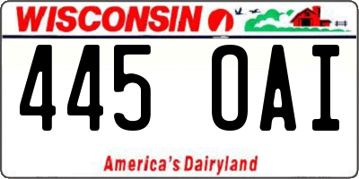 WI license plate 445OAI