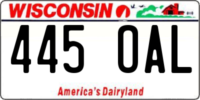 WI license plate 445OAL