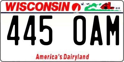 WI license plate 445OAM