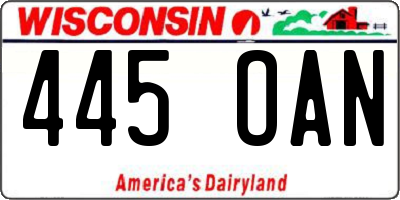 WI license plate 445OAN
