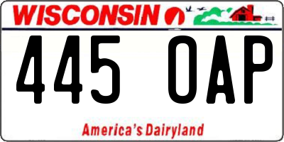 WI license plate 445OAP