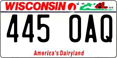 WI license plate 445OAQ