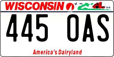 WI license plate 445OAS