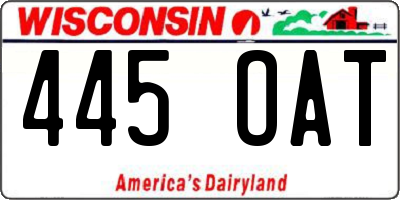 WI license plate 445OAT