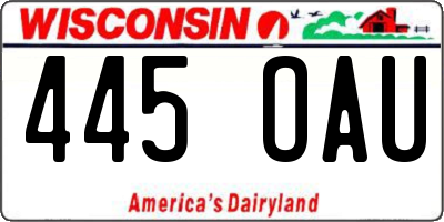 WI license plate 445OAU