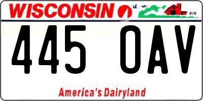 WI license plate 445OAV