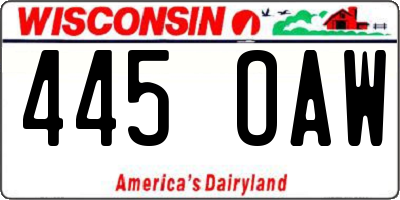 WI license plate 445OAW