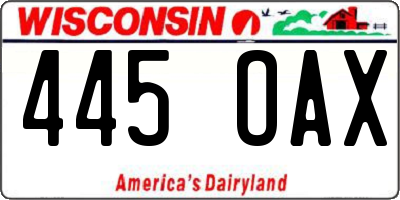 WI license plate 445OAX