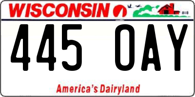 WI license plate 445OAY