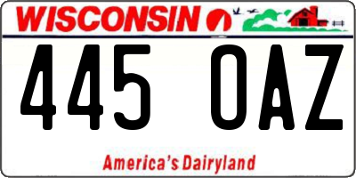 WI license plate 445OAZ