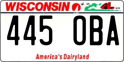 WI license plate 445OBA