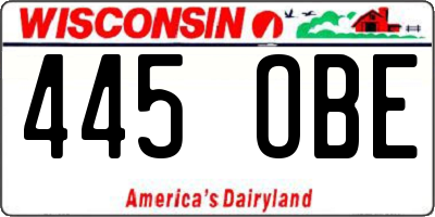 WI license plate 445OBE