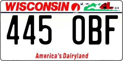 WI license plate 445OBF
